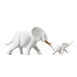 FIGURA MAMÁ E HIJO ELEFANTE BLANCO