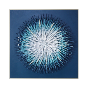 CUADRO 3D FLOR CIRCULAR TONOS AZULES