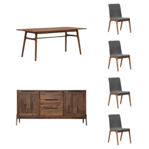 JUEGO DE MESA DE COMEDOR REMIX CON SILLAS GRISES