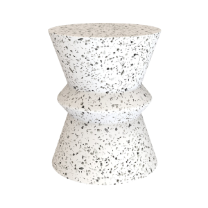 MESA AUXILIAR DE HORMIGÓN CON FORMA DE RELOJ DE ARENA - TERRAZO