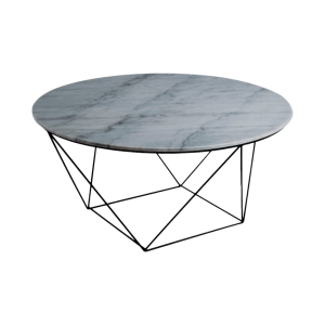MESA DE CENTRO REDONDA VALENCIA - MÁRMOL GRIS/NEGRO MATE