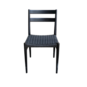 SILLA DE COMEDOR JAKARTA - ASIENTO TEJIDO NEGRO/NEGRO