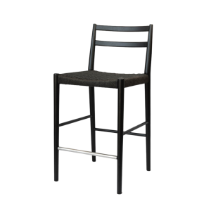 TABURETE DE MOSTRADOR JAKARTA CON RESPALDO - ASIENTO TEJIDO NEGRO/NEGRO