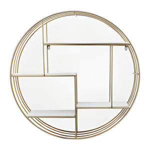 RONDA DE 32´´ DE MADERA/MURO DE METAL, ORO