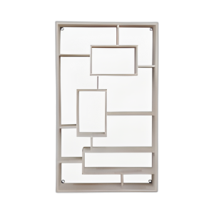 ESTANTE DE PARED DE MÚLTIPLES NIVELES DE MADERA, BLANQUEO