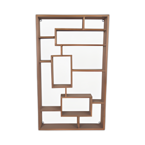 ESTANTE DE PARED DE MÚLTIPLES NIVELES DE MADERA, MARRÓN