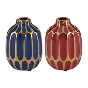 JARRÓN DE CERÁMICA, 5´´ H, S/2, MARINA/ROJO