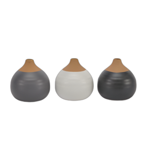 S/3 JARRONES MATE MATE, NEGRO/GRIS/BLANCO