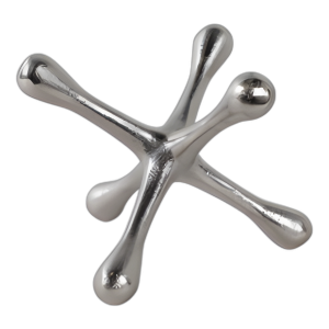 ESCULTURA DE JACKS DE METAL DE PLATA, 8´´