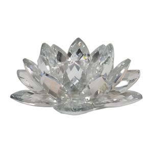 CANDELADOR DE LOTO DE CRISTAL PLATEADO 8´´