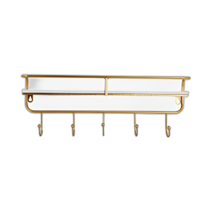 METAL/MADERA DE 20´´ 5 ESTANTE DE PARED DE GANCHO, BLANCO/ORO