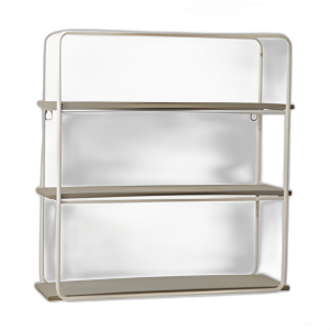 ESTANTE DE PARED DE METAL/MADERA DE 3 NIVELES, GRIS/BLANCO