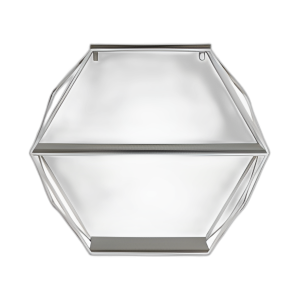 ESTANTE DE PARED HEXÁGONO DE METAL/MADERA DE 3 NIVELES, GRIS/BLANCO