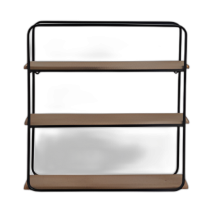 METAL/MADERA DE 3 NIVELES DE PARED, MARRÓN/NEGRO