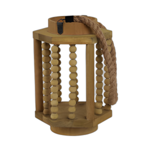 LINTERNA DE MADERA DE 11´´ CON MANGO DE CUERDA, MARRÓN