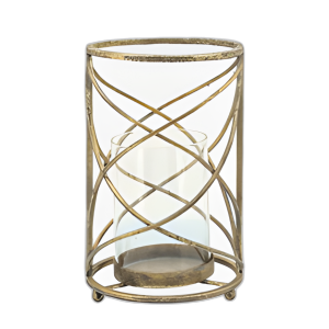 CANDELADOR DE HURACANES DE METAL DE 10´´ , ORO