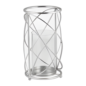 METAL 13´´ CANDELADOR DE HURACANES, PLATA