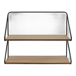 ESTANTE DE PARED DE METAL /MADERA DE 20´´ 2 NIVELES, NEGRO /BRWN