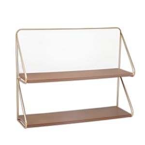 ESTANTE DE PARED DE METAL/MADERA DE 20´´ 2 NIVELES, ORO