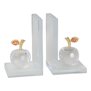 S/2 CRISTAL APPLE BOOKENDS, CLEAR