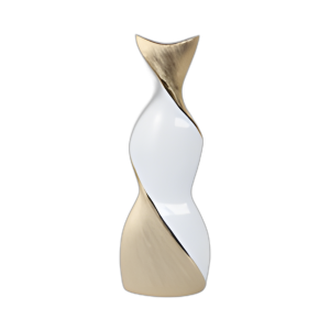 JARRÓN RETORCIDO DE 16´´ , BLANCO/ORO