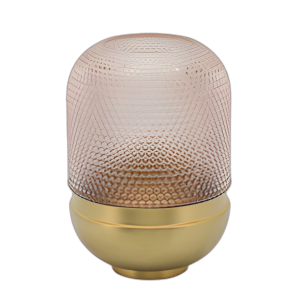 VIDRIO DE 11´´ , PUNTOS TEXTURIZADOS, ROSA/DORADO