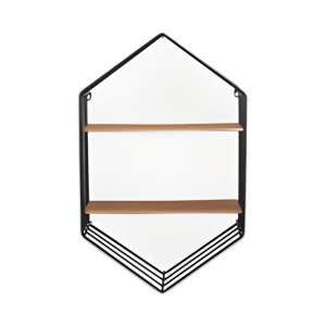 ESTANTE HEXÁGONO DE METAL/MADERA DE 20´´ , MARRÓN/NEGRO