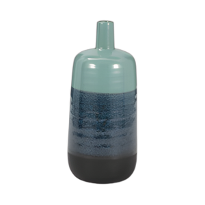 CERÁMICA DE 13´´ , JARRÓN MOTEADO TRICOLOR, AQUA GRN