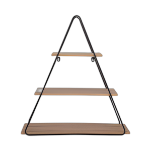 ESTANTE DE PARED TRIANGULAR DE METAL/MADERA DE 26´´ , MARRÓN/NEGRO