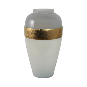 JARRÓN DE JENGIBRE DE VIDRIO DE 21´´ H CON BANDA DE LATÓN, BLANCO