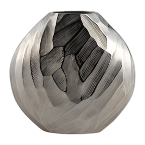 ALUMINIO DE 10´´ H, JARRÓN MARTILLADO, PLATA