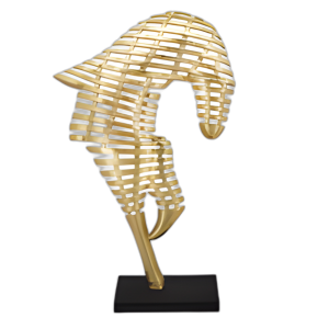 ESCULTURA DE CABALLOS DE METAL DE 64´´ , ORO