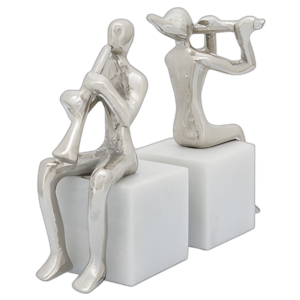 S/2 MÚSICOS DE METAL EN LA BASE DE MÁRMOL, PLATA