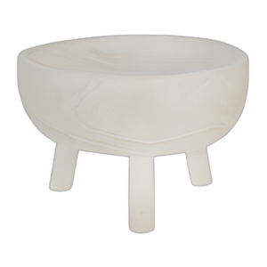 CUENCO DE MADERA DE 11´´ CON PIERNAS, BLANCO