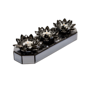 VIDRY 13´´ 3 CANDELADOR DE LOTO ESPEJO, NEGRO