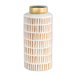 JAR DE 13´´ CON TAPA DE ORO, BRONCEADO