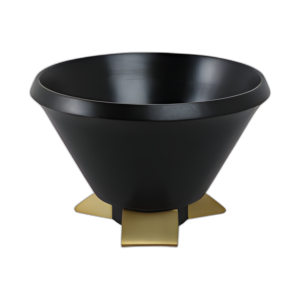 TAZÓN DE MADERA DE 12´´ CON PATAS DE METAL, NEGRO