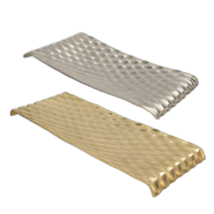 S/2 BANDEJA DE METAL CON MARTILLO DECORATIVO, ORO/PLATA