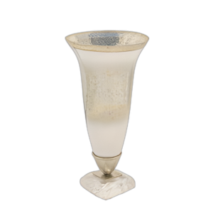 JARRÓN DE VIDRIO DE 15´´ H CON BASE DE ACRÍLICO, PLATA