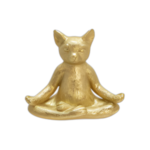 POLIRESINA, GATO DE YOGA DE 7´´ , ORO