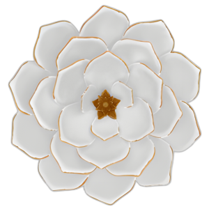 METAL 17´´ DECOMIO DE PARED DE FLORES DE MÚLTIPLES CAPAS, BLANCO/GOL