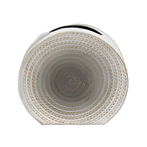 JARRÓN REDONDO DE METAL DE 9´´ H, BLANCO