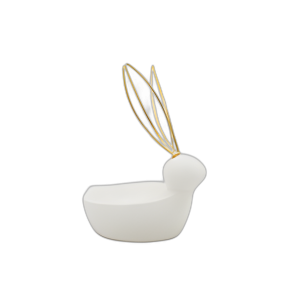 BANDEJA DE BARATIJAS DE CONEJITO DE 6´´ H, BLANCO