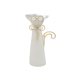 CAT DE 8´´ H CON ANTEOJOS DECO, BLANCO