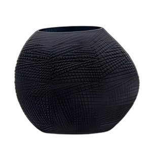 JARRÓN TEXTURIZADO DE 10´´ H DE 10´´, NEGRO