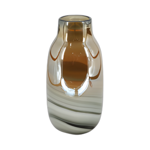 JARRÓN METÁLICO DE VIDRIO DE 13´´ H, GRIS/ORO