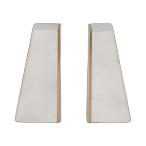 S/2 MÁRMOL DE 6´´ H BIRTHENDS INCLINADOS CON ADORNOS DE ORO, BLANCO