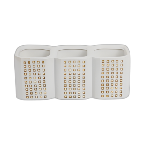 TITULAR DE LÁPIZ PUNTEADO DE 3 TAZAS, BEIGE