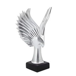 ACENTO DE MESA DE ÁGUILA DE RESINA DE 14´´ , PLATA