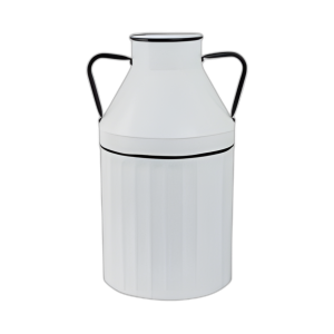 CUBO DE LECHE DE METAL DE 24´´ H, BLANCO